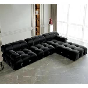 104 in. Square Arm 4-Seater Sofa in Black