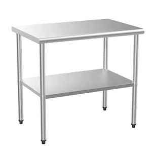 Stainless Steel 36 in. x 24 in. x 31 in. Commercial Kitchen Prep Table with Bottom Shelf