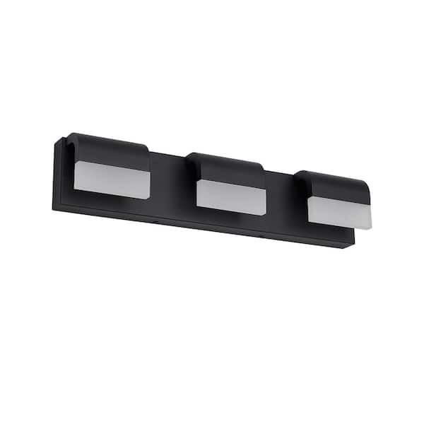 21.7 in. 3 Black Vanity Light with Acrylic Shades