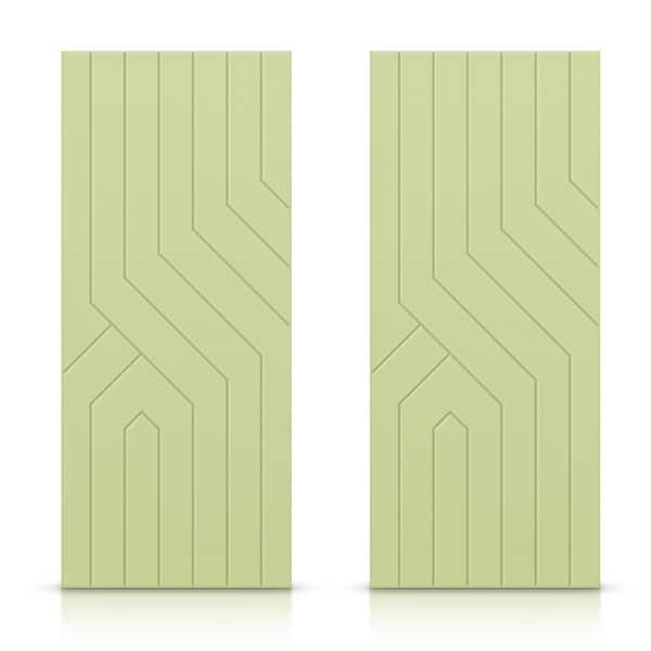 CALHOME 48 in. x 80 in. Hollow Core Sage Green Painted Composite MDF Interior Double Closet Sliding Doors