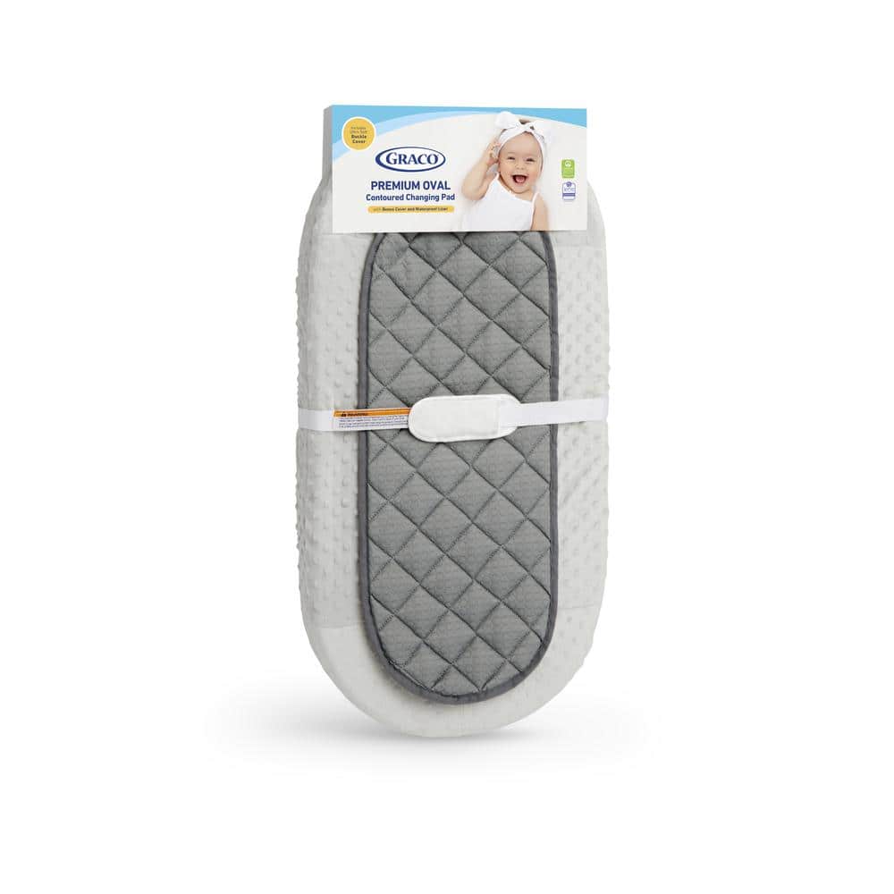 Graco Gray and White Oval Contoured Changing Pad with Cover
