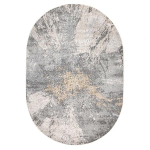 Contemporary Cyn Silver 4 ft. x 6 ft. Oval Abstract Rug