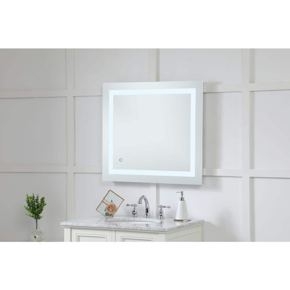 Polished Nickel Rectangular LED Light Bathroom Vanity Mirror