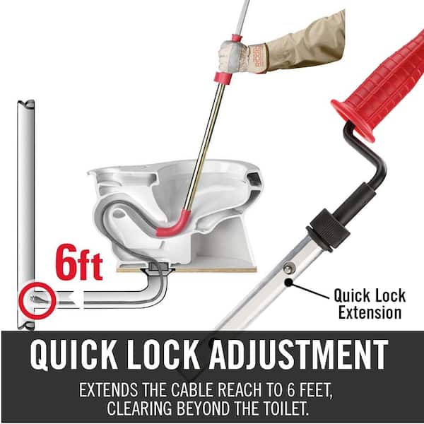 RIDGID K-6DH Hybrid Toilet Snake Auger, Cable Extends to 6 ft