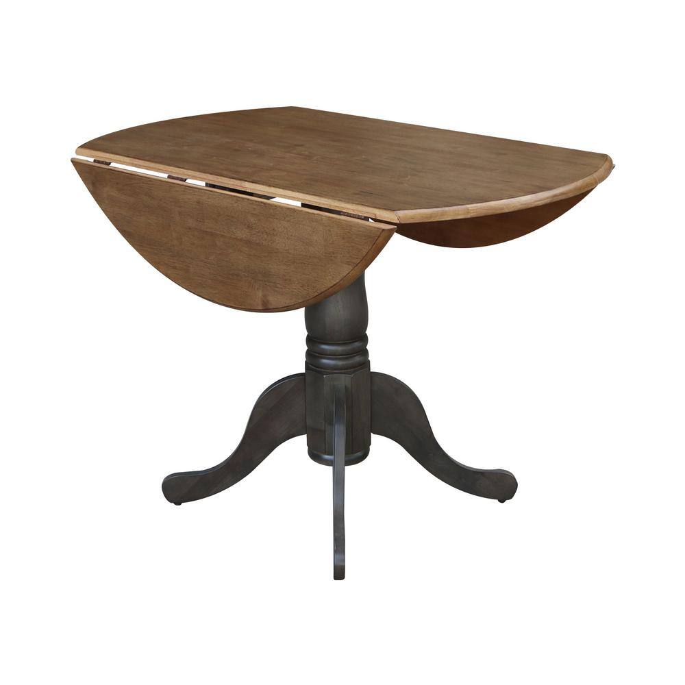 42" Hickory and Washed Coal Drop Leaf Dining Table Set with 4 Ladderback Chairs