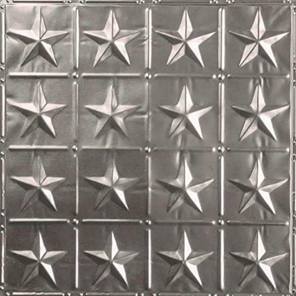 Pattern #36 Repeating Star 24 x 24 inch Metal Tin Nail-Up Ceiling Tiles