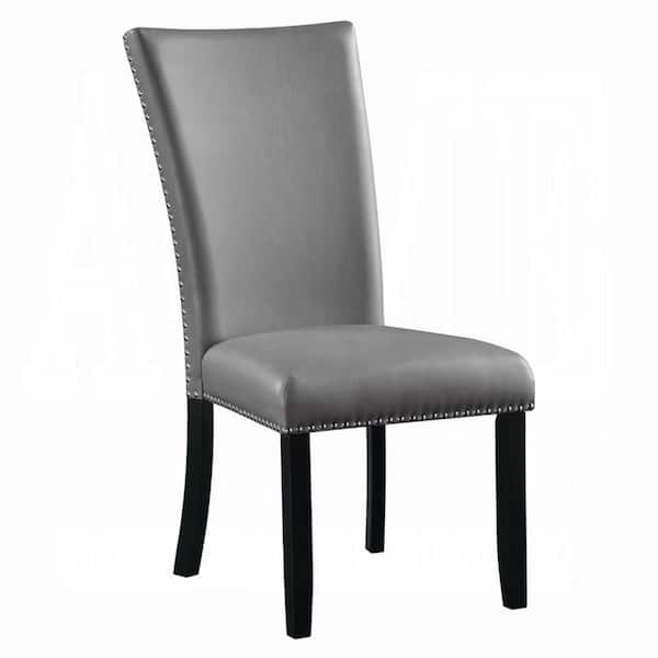 Aline Gray and Black Faux Leather Full Back Dining Chair (Set of 2)