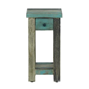 Edgell 12 in Square Multicolored Distressed Wood Side Table