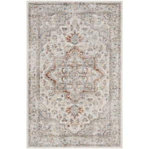 Astra Machine Washable Grey/Multi 3 ft. x 5 ft. Distressed Traditional Kitchen Area Rug