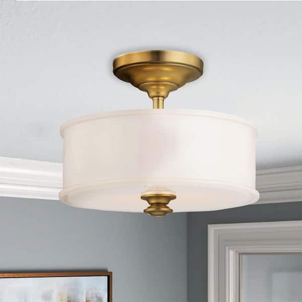Harbour Point 13.5 in. 2-Light Liberty Gold Semi-Flush Mount Light
