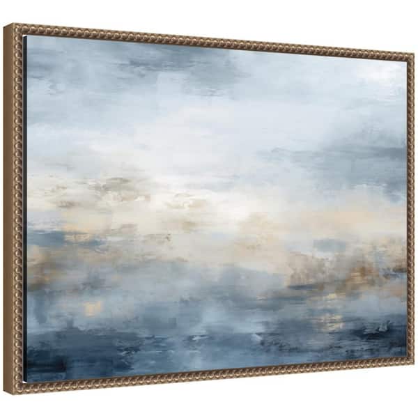 Sylvie "Oceanic Serenity Blue Abstract" by The Creative Bunch Studio Beach Framed Canvas Art Print 18 in. x 24 in.