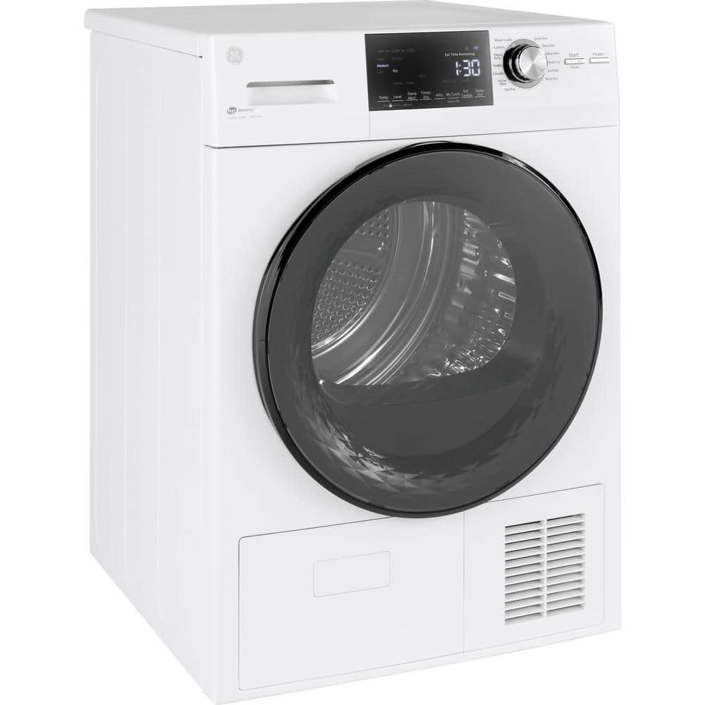 White 4.1 cu. ft. Stackable Electric Dryer with Stainless Steel Drum