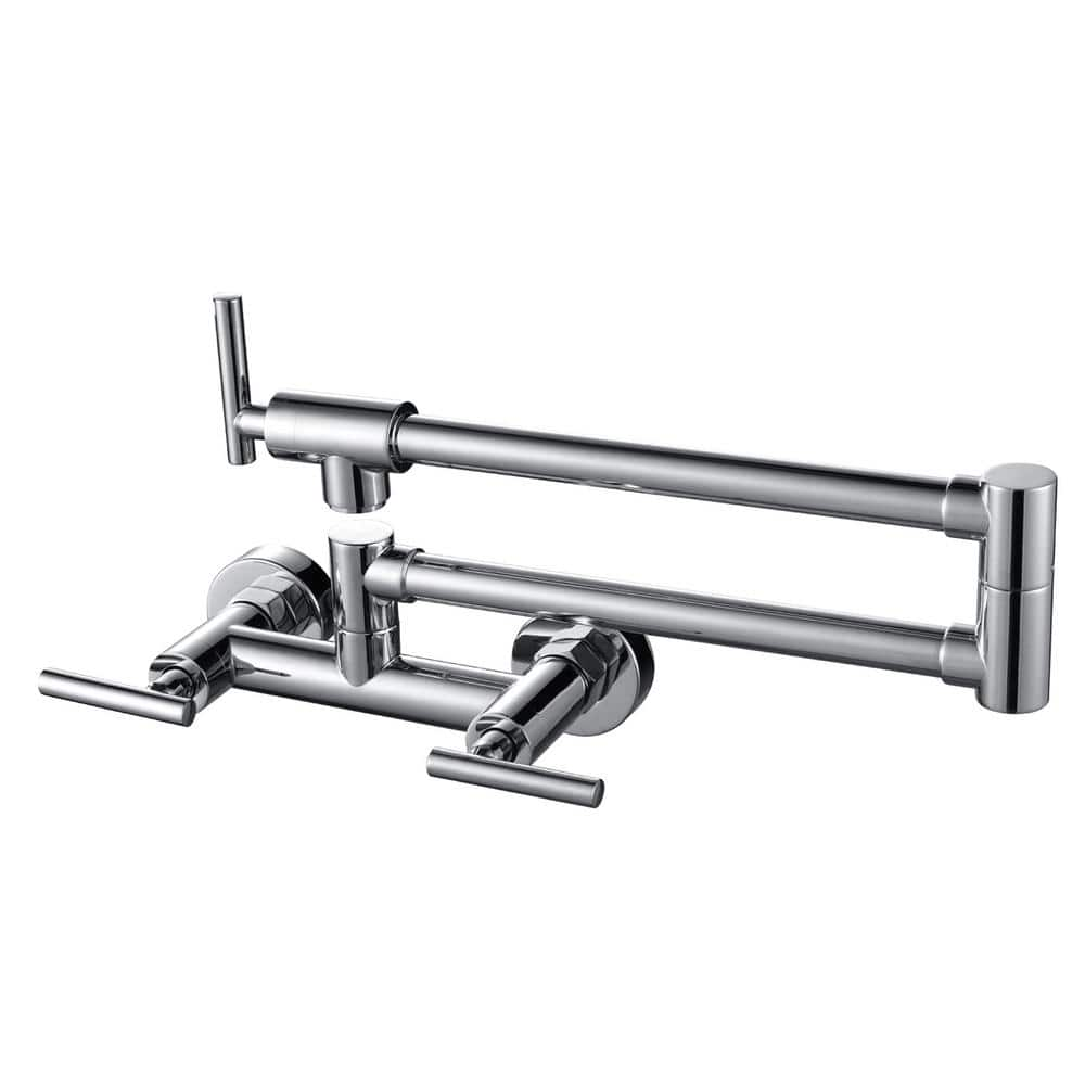 Aleasha Wall Mounted Pot Filler With Double Handles In Chrome Al 1a14c The Home Depot