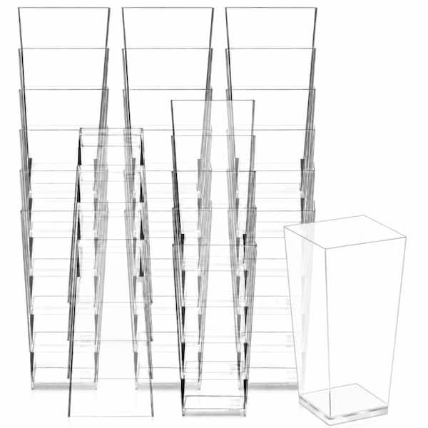 3 fl. oz. Clear PS Plastic Square Tall Mini Dessert Cups with Spoons Clear Dessert Set (Set of 100)