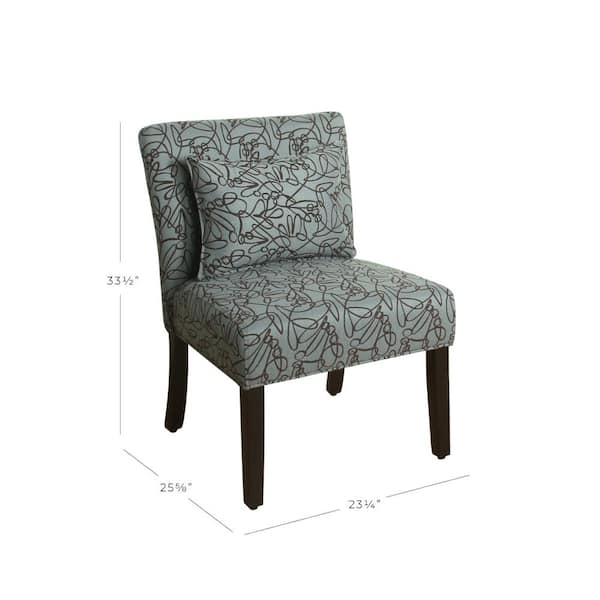Homepop Parker Teal Swirl Pattern with Matching Lumbar Pillow Accent Chair