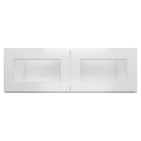HOMLUX 36 in. W x 12 in. D x 12 in. H in Shaker White Ready to Assemble Wall Kitchen Cabinet with No Glasses