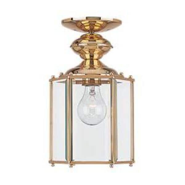 Polished Brass and Clear Glass Convertible Pendant Light