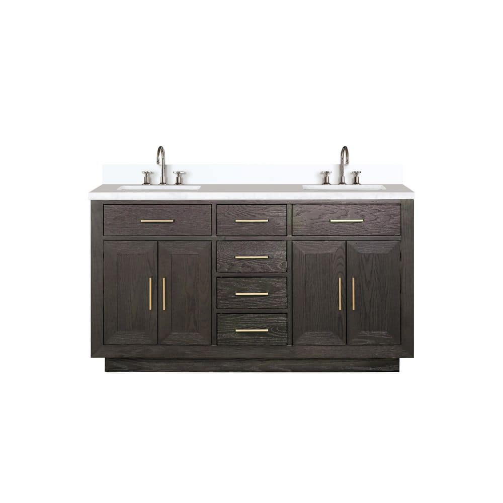Condor 60 in W x 22 in D Brown Oak Double Bath Vanity with Cultured Marble Top, and Faucet Set price history on PriceWatchPro