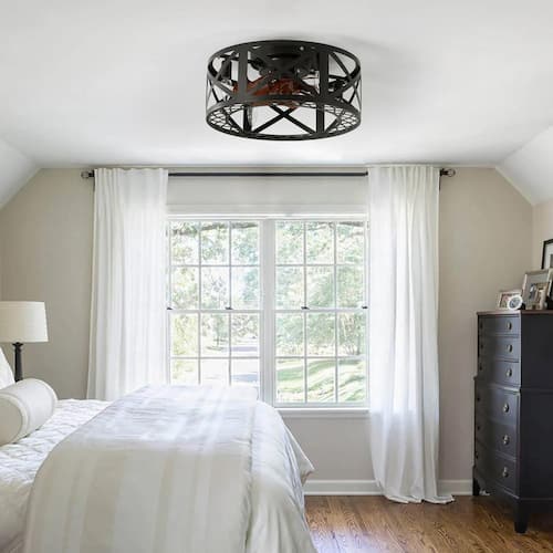 18 in. Indoor Black Flush Mount Ceiling Fan with Light and Remote Low Profile Bedroom Ceiling Fan Ceiling Light with Fan Ceiling Fans