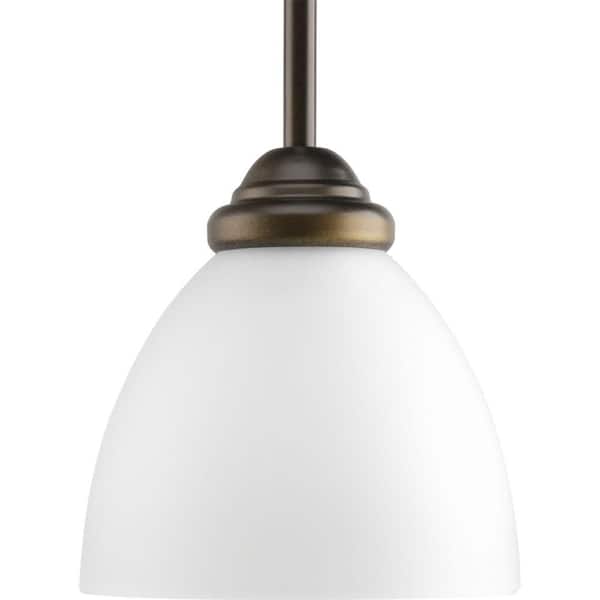 Progress Lighting Heart Collection 1-Light Antique Bronze Mini Pendant with Etched Glass