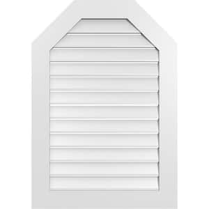 28 in. x 40 in. Octagonal Top Surface Mount PVC Gable Vent: Functional with Standard Frame