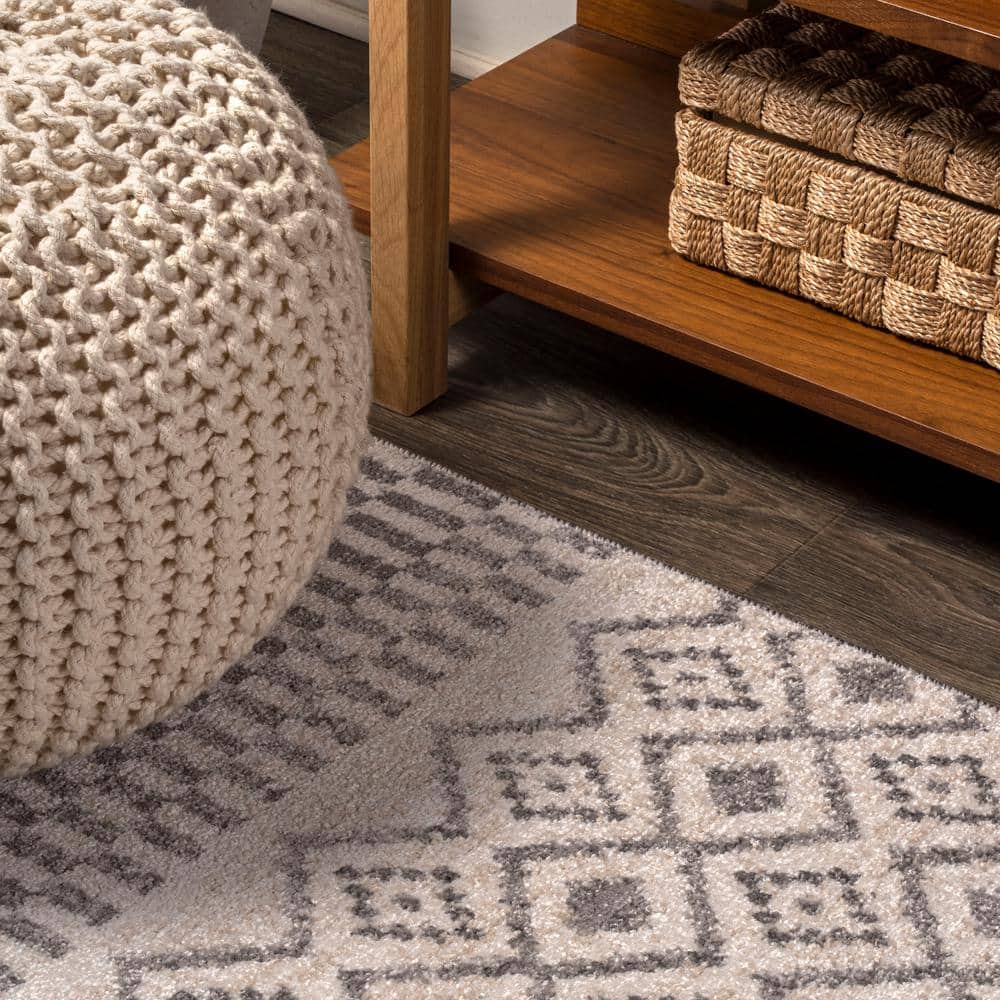 Ifrane Gray and Cream Geometric Stripe 3x5 Area Rug