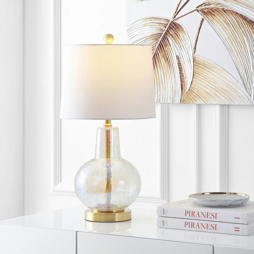 Atlas 24" Luster Crackle Glass Table Lamp with White Shade