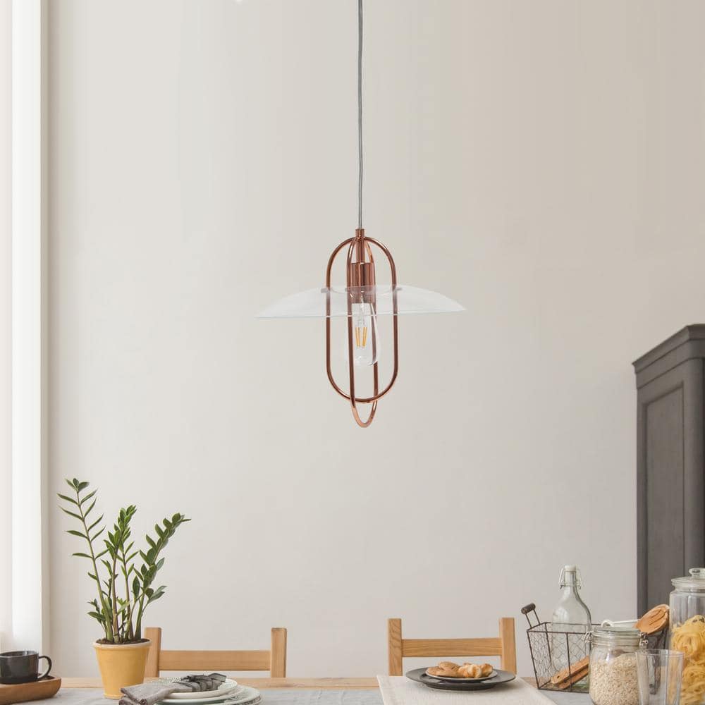 Elegant Elongated Pendant in Rose Gold with Chic Glass Shade
