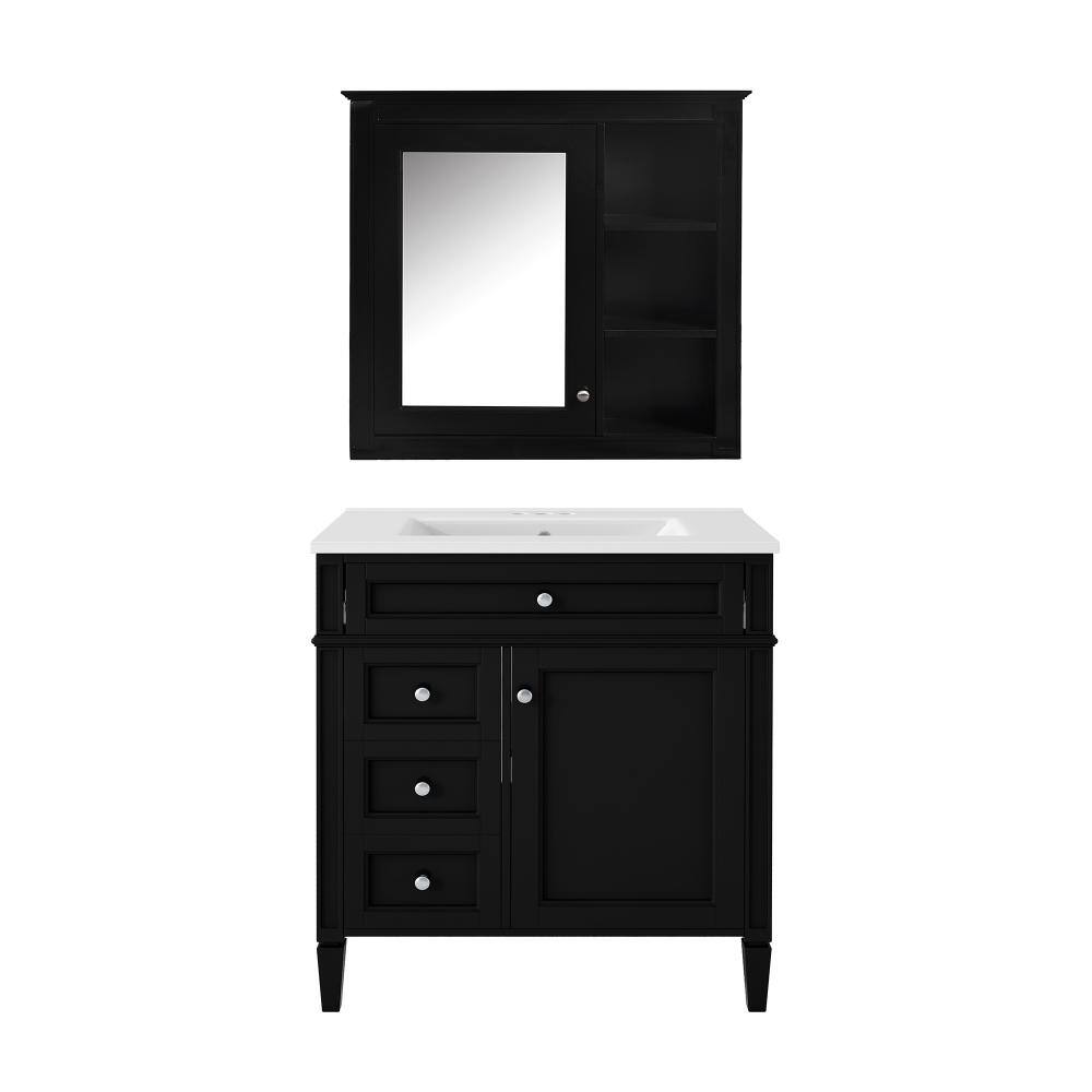30 in. Single Sink Freestanding Black Bath Vanity with White Ceramic Top price history on PriceWatchPro