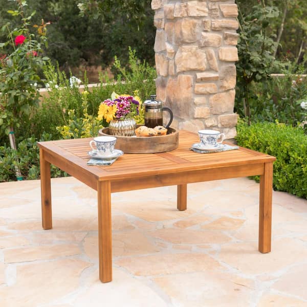 Noble House Giancarlo Square Wood Outdoor Coffee Table