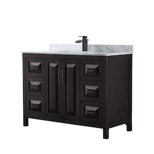 Daria 48 in. W x 22 in. D x 35.75 in. H Single Bath Vanity in Dark Espresso with White Carrara Marble Top