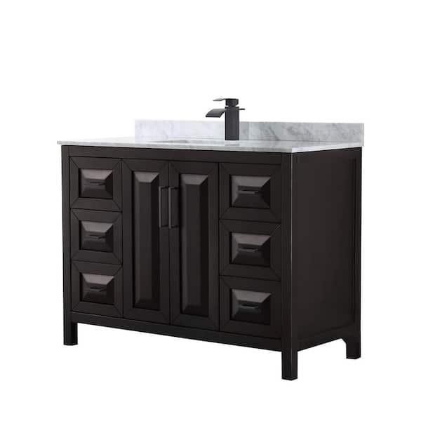 Wyndham Collection Daria 48 in. W x 22 in. D x 35.75 in. H Single Bath Vanity in Dark Espresso with White Carrara Marble Top