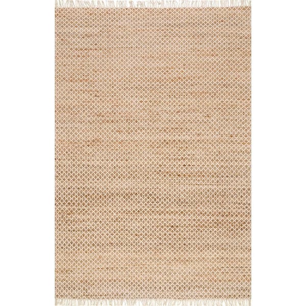 nuLOOM Sacha Trellis Tassel Jute Natural 5 ft. x 8 ft. Area Rug