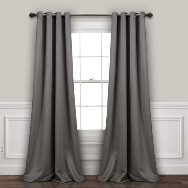 52 X 63 Inch Blackout Polyester Curtains with Grommets Grayish White - 2  Panels