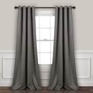 Dark Gray Polyester Insulated 95 in. x 52 in Grommet Blackout Room Darkening Curtain (Double Panel)