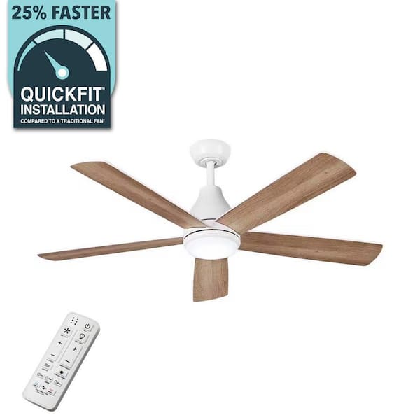 Nevali 52 in. White Color Changing LED Indoor Matte White Ceiling Fan with Light and Remote Included Powered by Hubspace