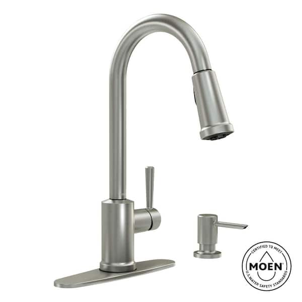 MOEN Indi Single-Handle Pull-Down Sprayer Kitchen Faucet with Reflex and Power Clean in Spot Resist Stainless