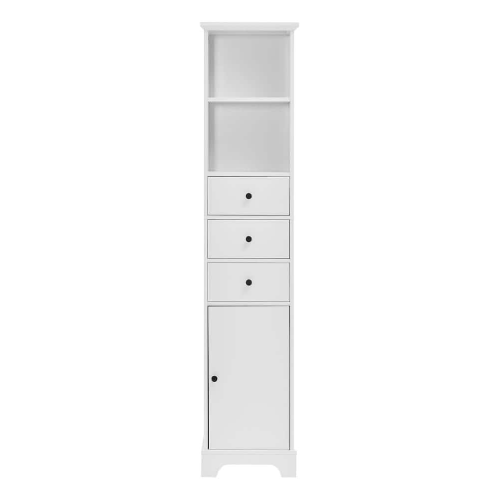 White Freestanding Bathroom Cabinet Storage Cabinet with 3-Drawers and Adju