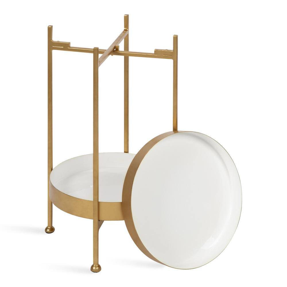 Nira Round Gold Metal Two-Tier Side Table