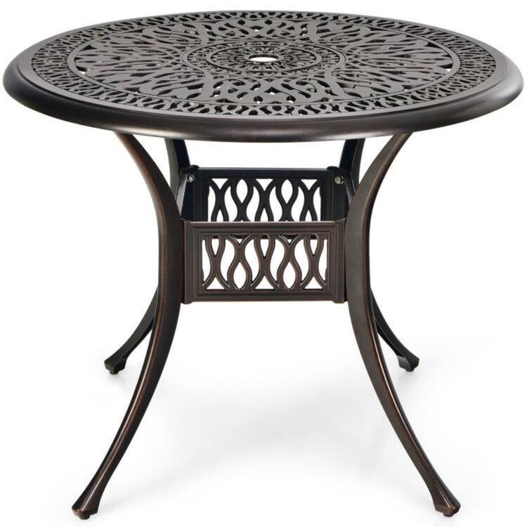 Kadehome Round Aluminum Outdoor Bistro Table with Umbrella Hole