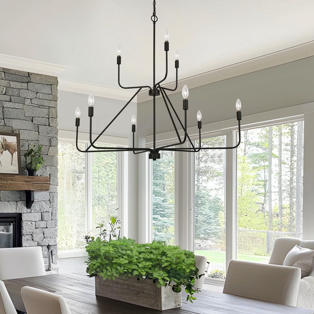 9-Light Black 2-Tier Modern Classic Candlestick Chandelier Large Hanging Light for Dining Rooms, Living Rooms, Kitchens price history on PriceWatchPro