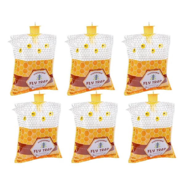 Outdoor Disposable Fly Traps Hanging Fly Trap Hunter Bait Control for Barn in 6 Bags