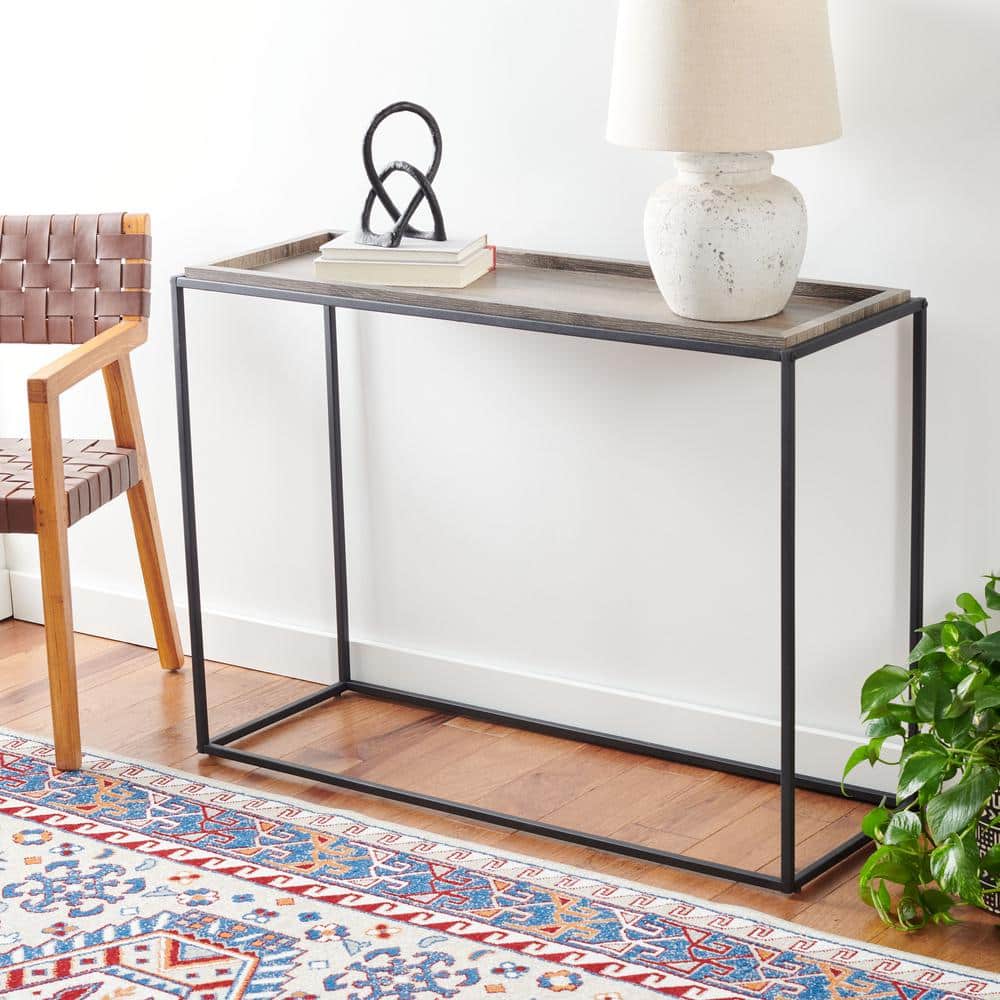 Andey 43.3 in. Brown/Black Rectangle Metal Console Table