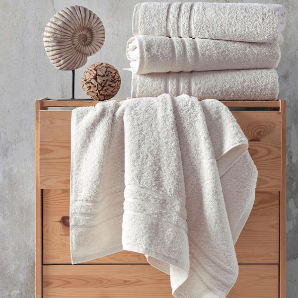 Hawmam Linen 4-Piece Sea Salt Turkish Cotton Bath Towels SN551BT04