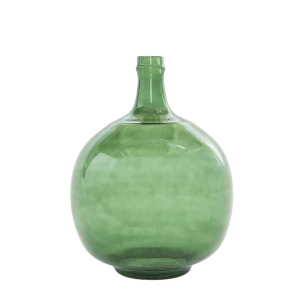 Storied Home Transparent Green Decorative Glass Bottle