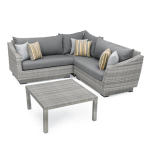 Cannes 4-Piece Wicker Outdoor Sectional Set with Sunbrella Charcoal Gray Cushions
