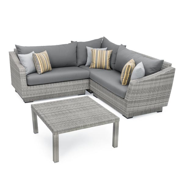 RST BRANDS Cannes 4-Piece Wicker Outdoor Sectional Set with Sunbrella Charcoal Gray Cushions