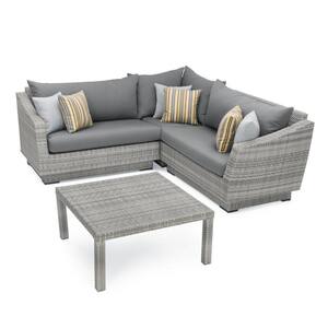 Cannes 4-Piece Patio Corner Sectional Set with Charcoal Grey Cushions