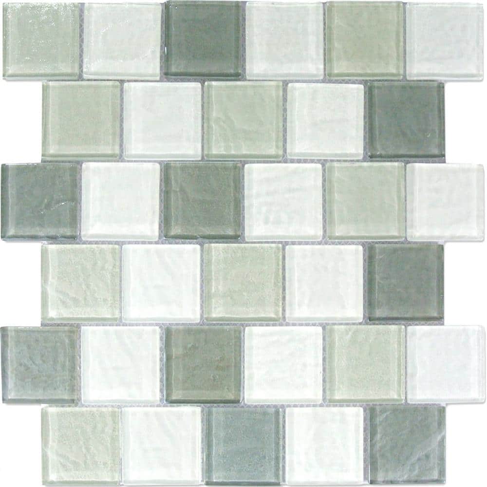Geo White and Gray 12 in. x 12 in. Square Textured Glass Mosaic Wall and Pool Tile (0.95 sq.ft./Case) price history on PriceWatchPro