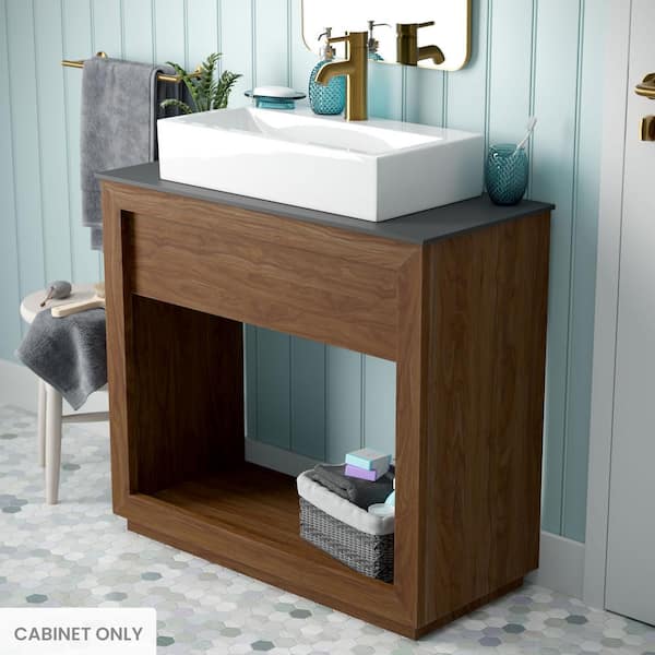 Rennes 17.7 in. W x 35 in. D x 32 in. H Wood Bath Vanity Cabinet without Top in Walnut